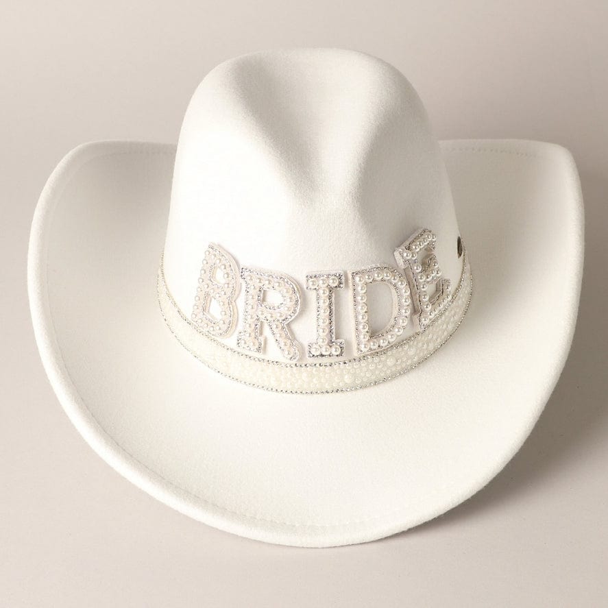 Fashion City Vegan Felt-Made BRIDE Pearl Cowboy Hat - Little Miss Muffin Children & Home