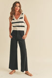 Miou Muse Dye & Wash Cotton Stretch Wide Leg Pants in Black