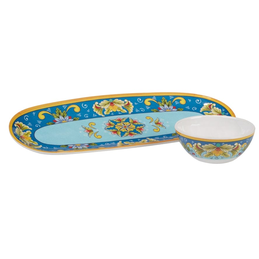 Certified International Certified International Palermo Melamine Gift Oval Tray 15in x 6in Dip Bowl - Little Miss Muffin Children & Home