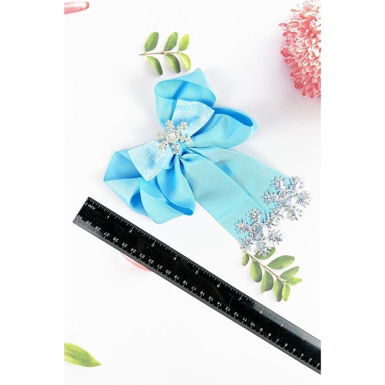JHP Collection JHP Collection Snowflakes Ribbon Tail Hair Bow - Little Miss Muffin Children & Home