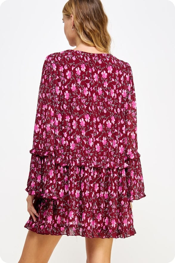 Strut & Bolt Strut & Bolt Ruffle Tiered Floral V-Neck Mini Dress - Little Miss Muffin Children & Home