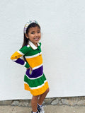 Mardi Gras Creations Thick Stripe Rugby Long Sleeve Kids' Dress