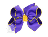 Beyond Creations Yellow Gold Crochet Edge 4.5" Large Purple Bow