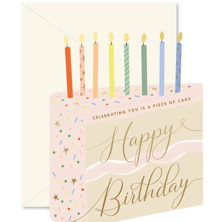 Piece of Birthday Cake die-cut folded Greeting Card