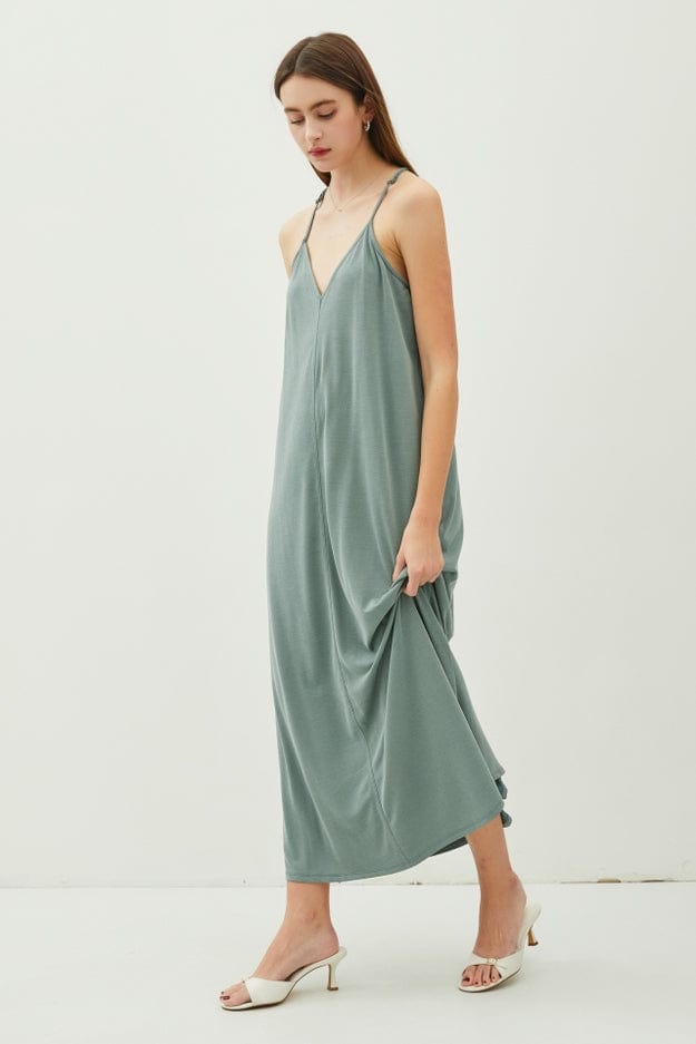 Modal V-Neck Racerback Adjustable Strap Maxi Dress Modal V-Neck Racerback Adjustable Strap Maxi Dress