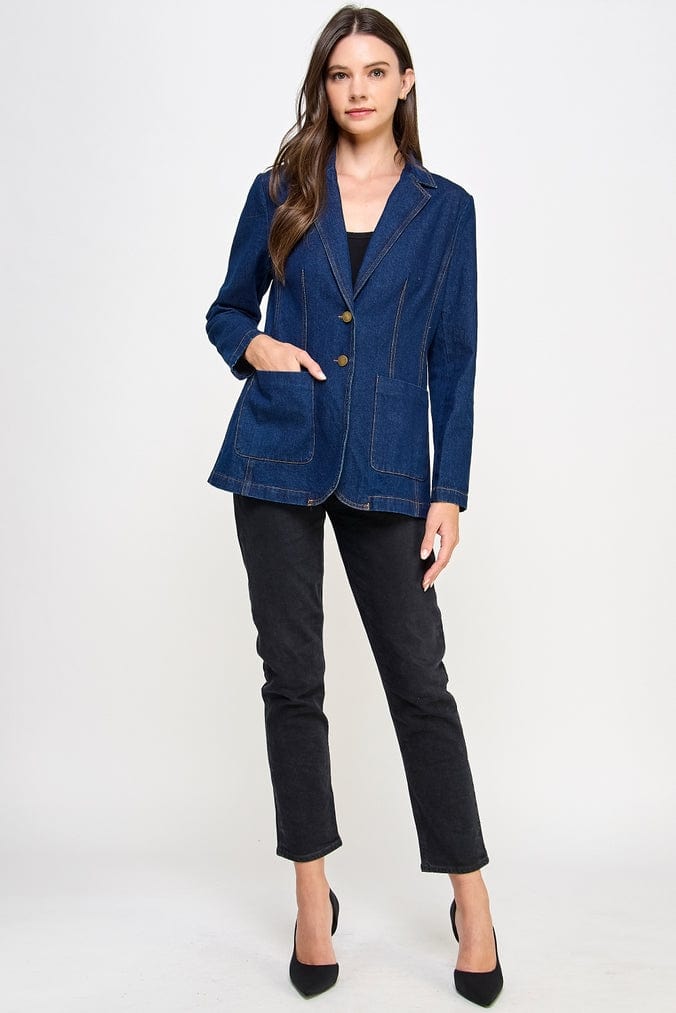 Ellison Ellison Slim Denim Blazer Blue - Little Miss Muffin Children & Home