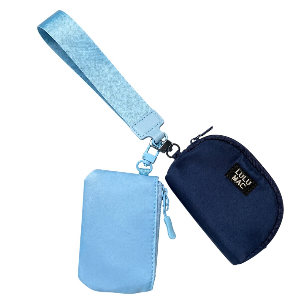Light Blue/Navy Lulu Mac Double Pouch Wristlet