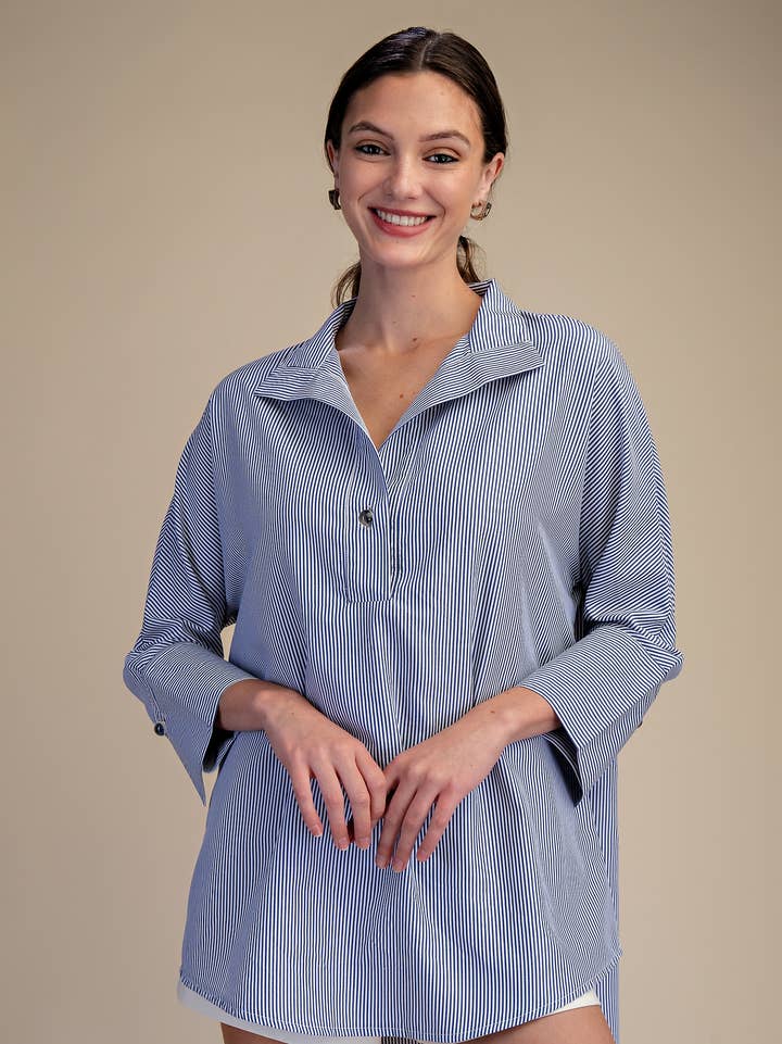 Stand Neck Dolman Sleeves Shirt