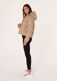 Lovestitch Long Sleeve Zip-Up Hooded Puffer Jacket, Taupe