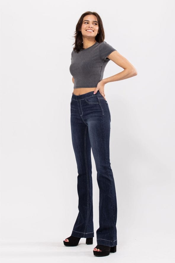 Cello Jeans Cello High Rise Dark Pull On Flare Jegging 