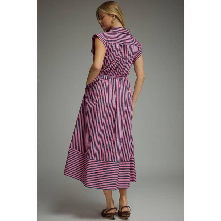 Striped Cap Sleeve Midi Dress, 2 Available Colors