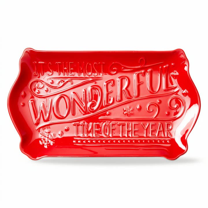 tag Red Earthenware The Most Wonderful Time Of Year Christmas Platter - Little Miss Muffin Children & Home