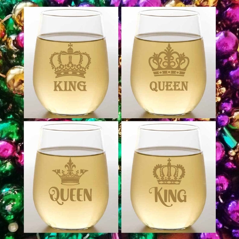 Wine-Oh Wine-Oh King and Queen Metallic Gold Shatterproof Wine Glasses - Little Miss Muffin Children & Home