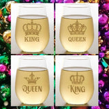 Wine-Oh Wine-Oh King and Queen Metallic Gold Shatterproof Wine Glasses - Little Miss Muffin Children & Home