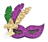 Beyond Creations Mardi Gras Glitter Mask with Feathers On Pinch Clip