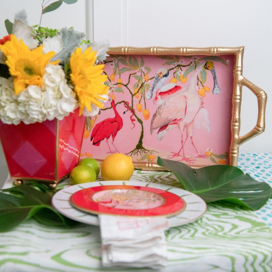 Jaye's Studio Jaye's Studio Spoonbill Birds Enameled Chang Mei Rectangular Tray - Little Miss Muffin Children & Home