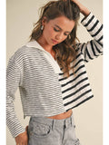 Miou Muse Miou Muse Combo Striped Long Sleeve Cropped Knit Top - Little Miss Muffin Children & Home