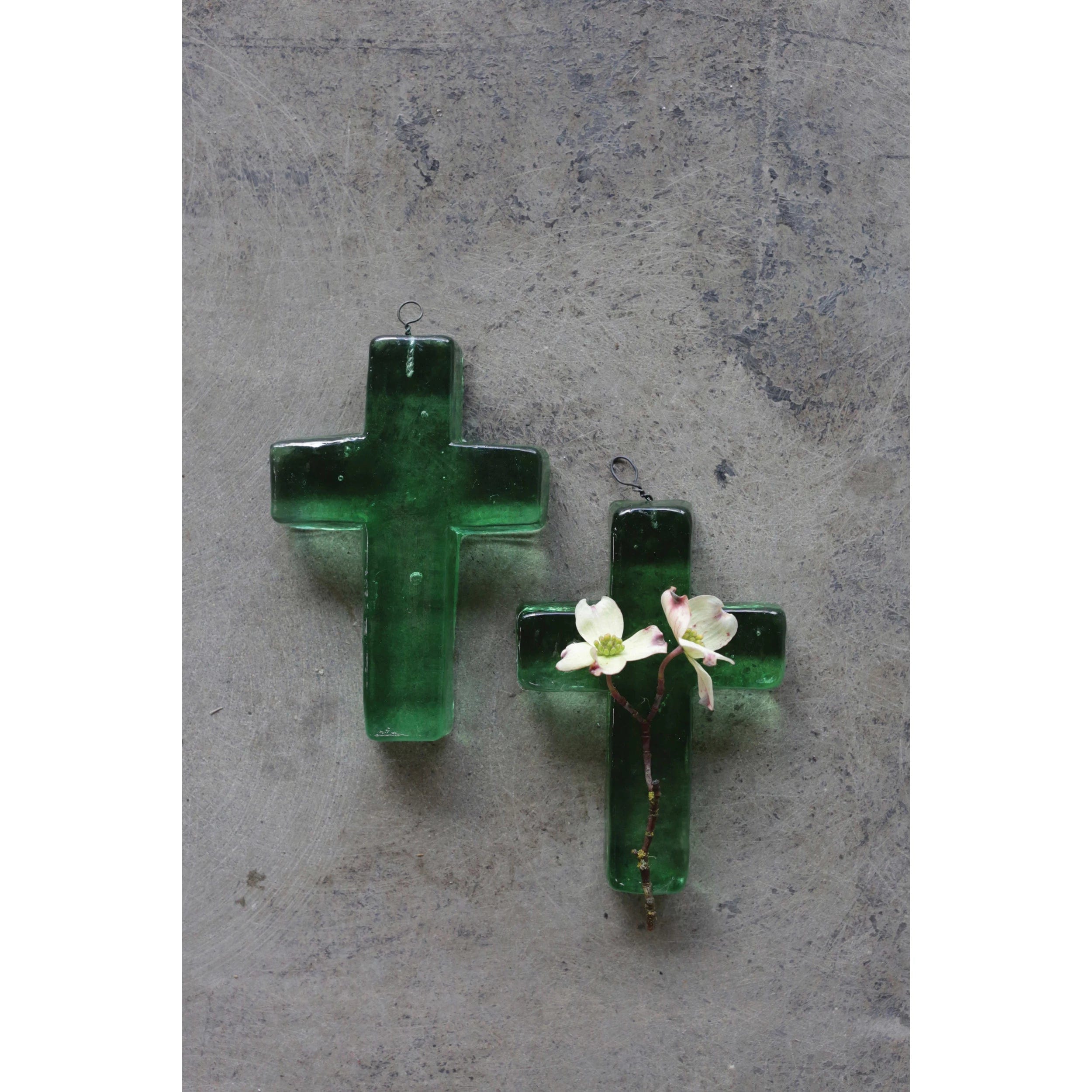 Creative Co-Op Creative Co-op Recycled Glass Hanging Cross - Little Miss Muffin Children & Home