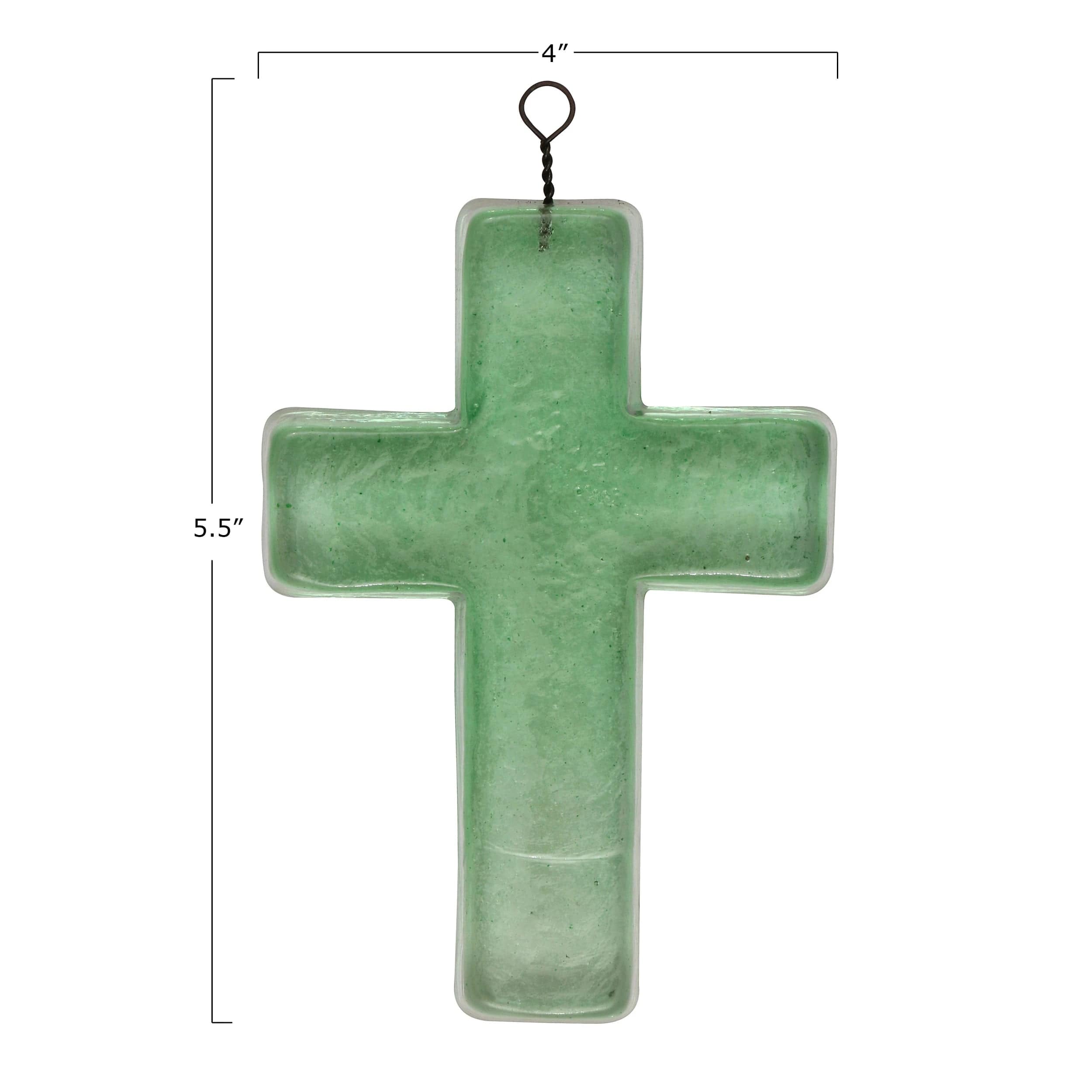 Creative Co-Op Creative Co-op Recycled Glass Hanging Cross - Little Miss Muffin Children & Home