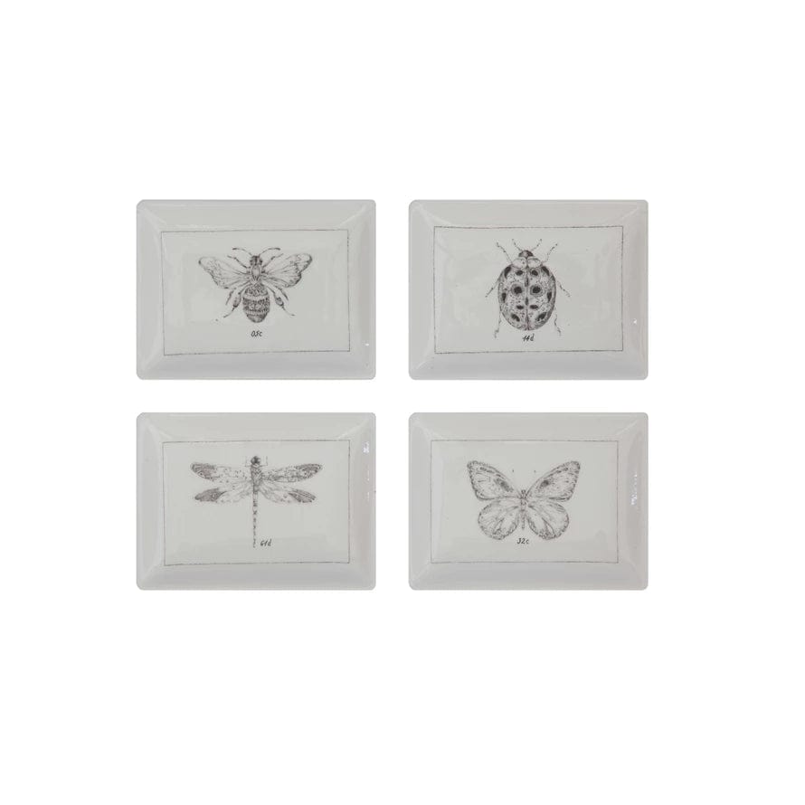 Creative Co-op Ceramic Dish with Insect 4 Styles