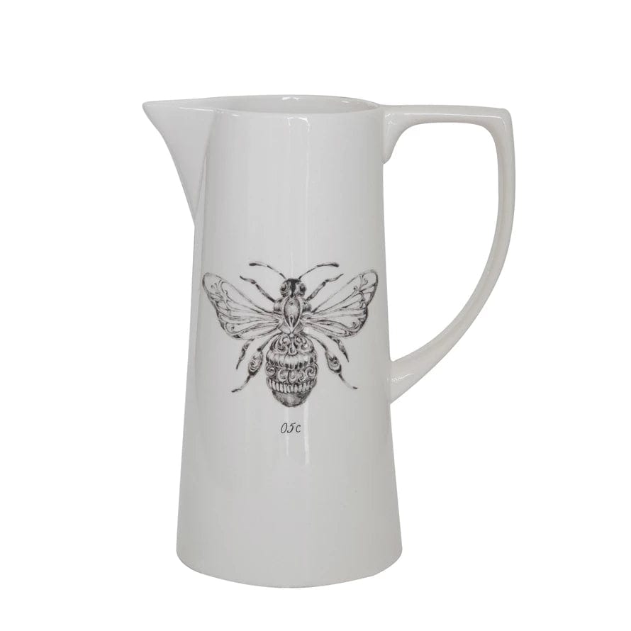 Creative Co-Op Creative Co-op Ceramic Pitcher with Bee - Little Miss Muffin Children & Home