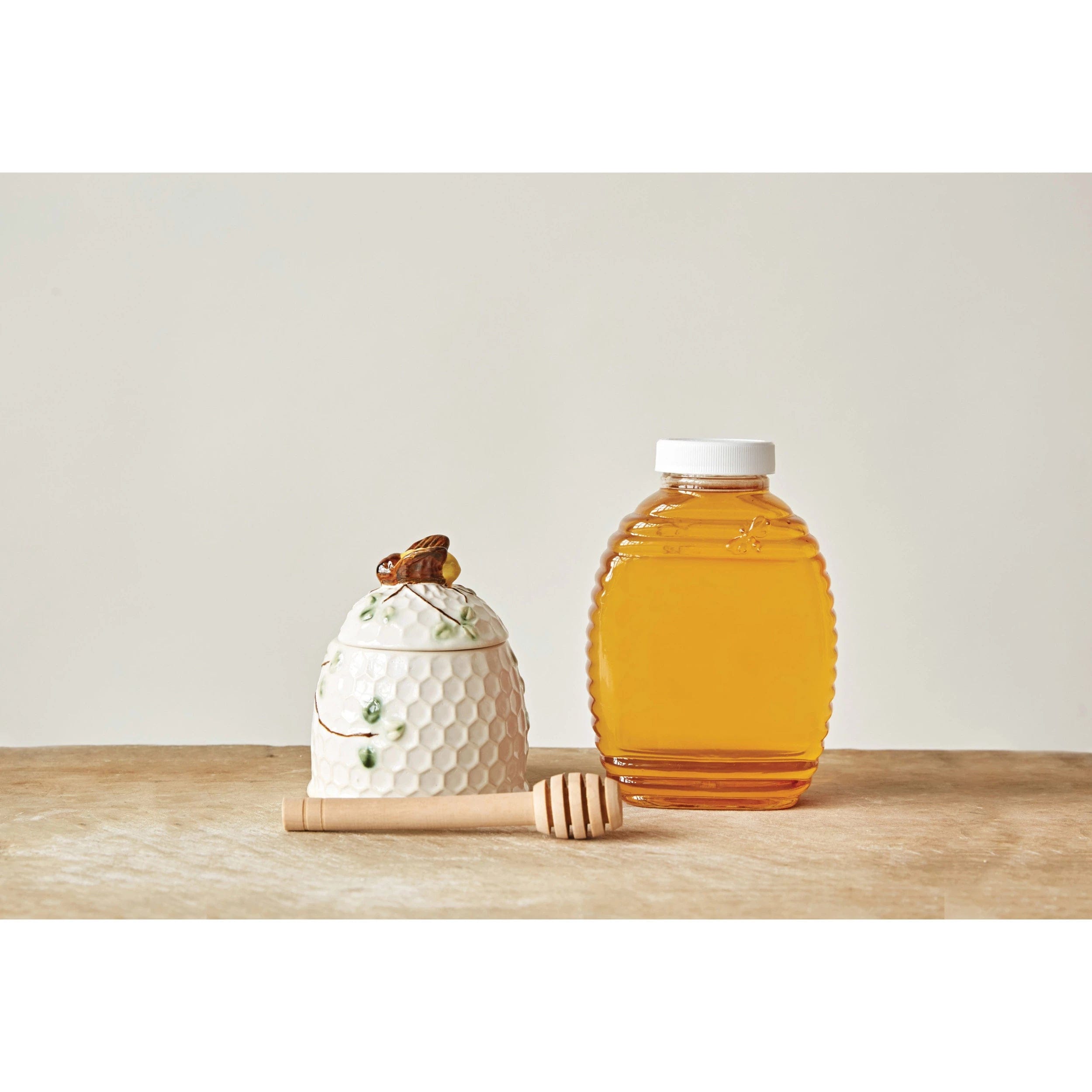 Creative Co-Op Creative Co-op Hand-Painted Honey Jar with Honey Dipper - Little Miss Muffin Children & Home