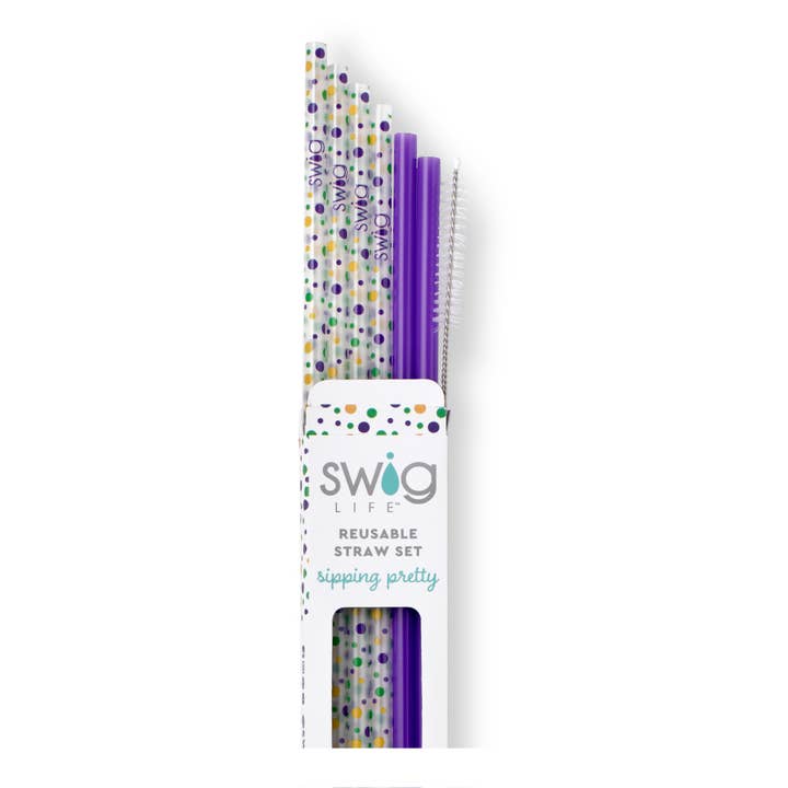 Swig Life Swig Life Hey Mister! + Purple Reusable Straw Set - Little Miss Muffin Children & Home