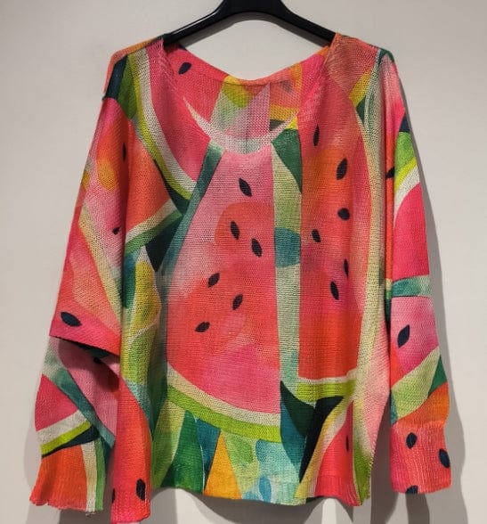Loowie Watermelon Print V-Neck Knit Sweater - Little Miss Muffin Children & Home