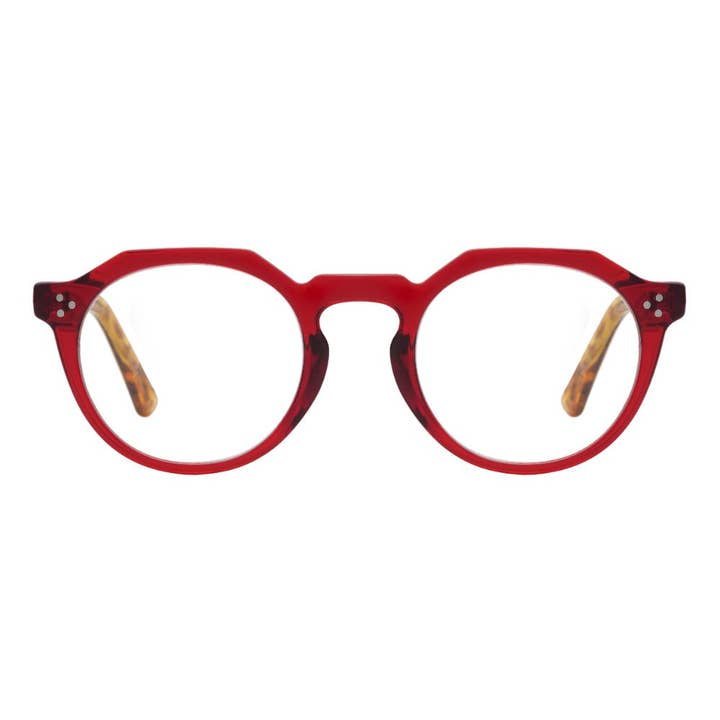 Parker Red Front Tortoise Arms Temples Blue Light Blocking Readers
