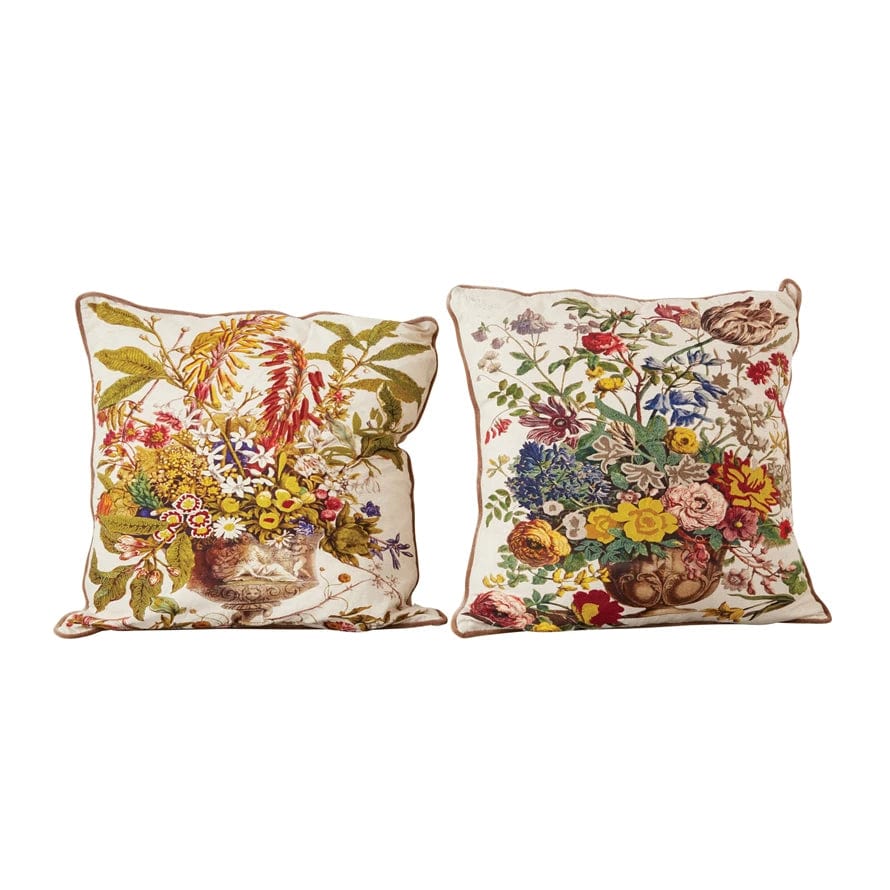 Creative Co-Op Creative Co-op Printed & Embroidered Floral Pillow - Little Miss Muffin Children & Home