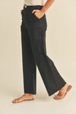 Miou Muse Dye & Wash Cotton Stretch Wide Leg Pants in Black