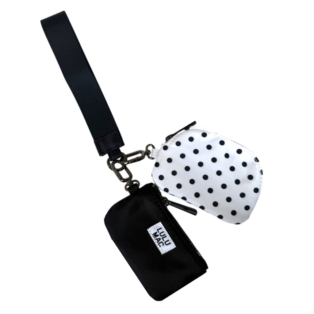 White/Black Dots Lulu Mac Double Pouch Wristlet