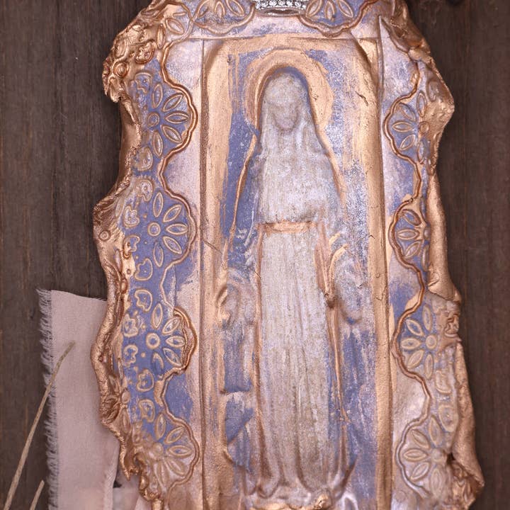 dark purple mother mary clay art