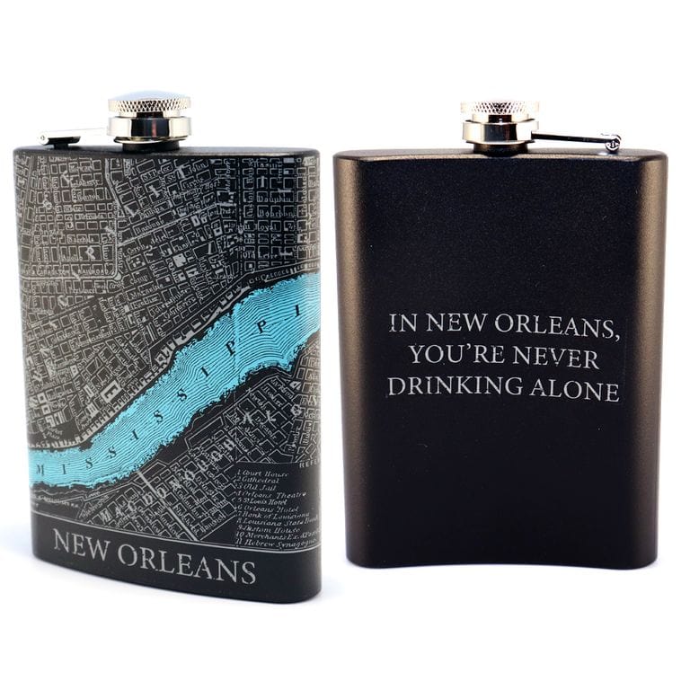 Fangle Fangle 8oz Black Hip Flask with NOLA Map - Little Miss Muffin Children & Home