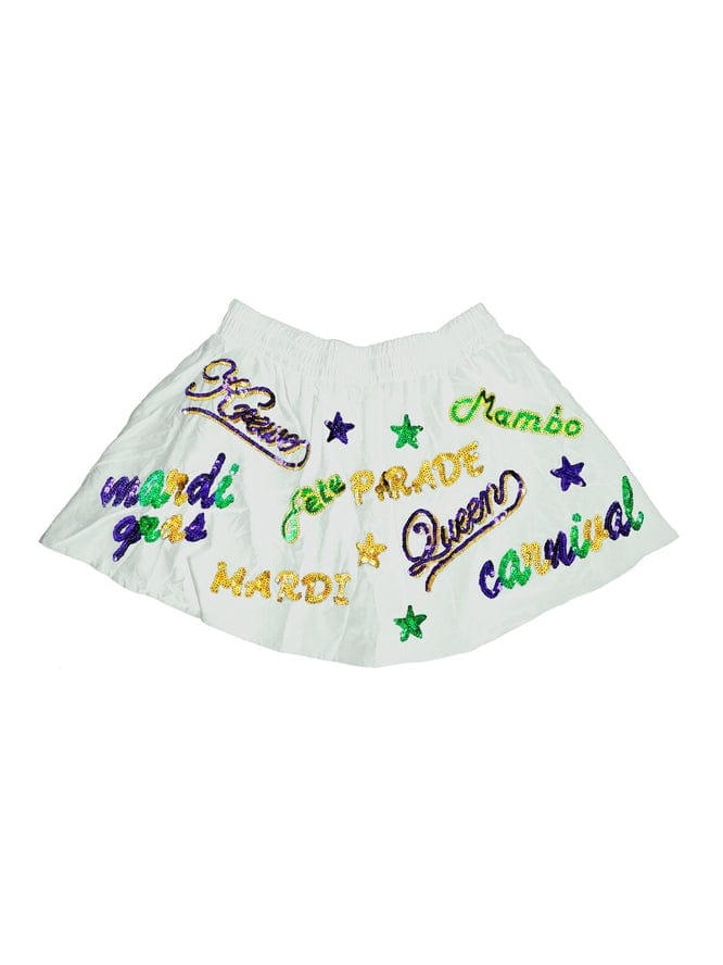 Mardi Gras Creations Mardi Gras Creations Junior Mardi Gras Explosion Skort - White - Little Miss Muffin Children & Home
