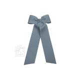 Beyond Creations 4.5" Flat Bow with 7" Streamers on Alligator Clip in Williamsburg Blue