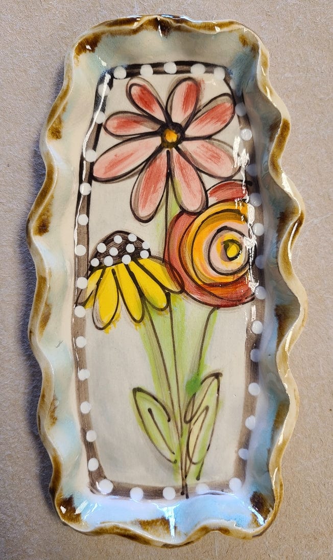 Heartfelt Traditions Mint Dish with Drip Flowers - Little Miss Muffin Children & Home