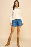 Pinch Zip Up Sweater in Ivory