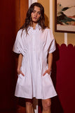 Bucketlist Poplin Button Front Pleated Shirt Dress