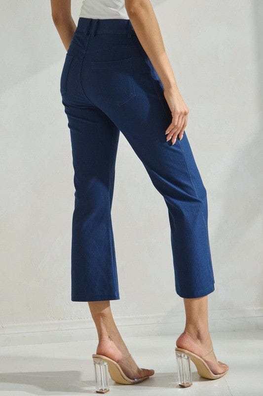 Straight Leg Cropped Pants in Denim Blue