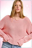 La Miel Boat Neck Off Shoulder Cozy Dolman Sleeve Sweater in Cotton Candy - Little Miss Muffin Children & Home