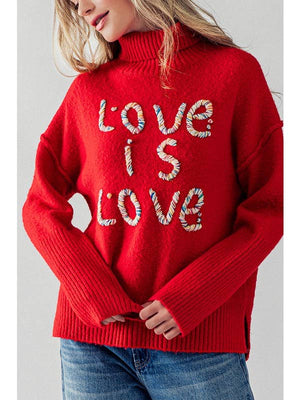 Urban Daizy Urban Daizy Love is Love Embroidered Turtleneck Sweater - Little Miss Muffin Children & Home