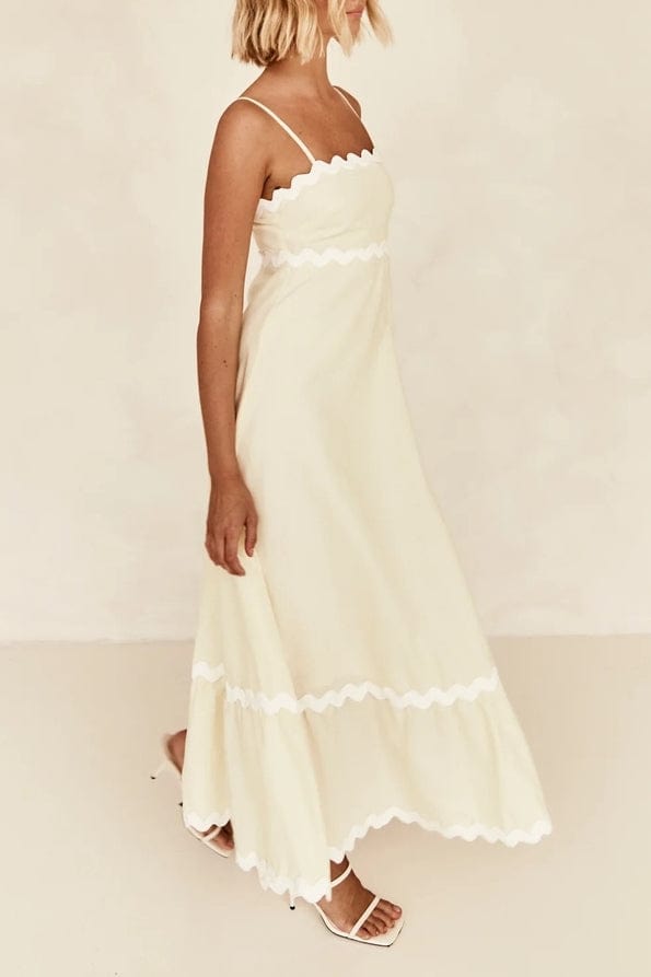 Rosa Clothing Rosa Clothing Ric Rac Tiered Maxi Bandeau Sundress in Lt Yellow - Little Miss Muffin Children & Home