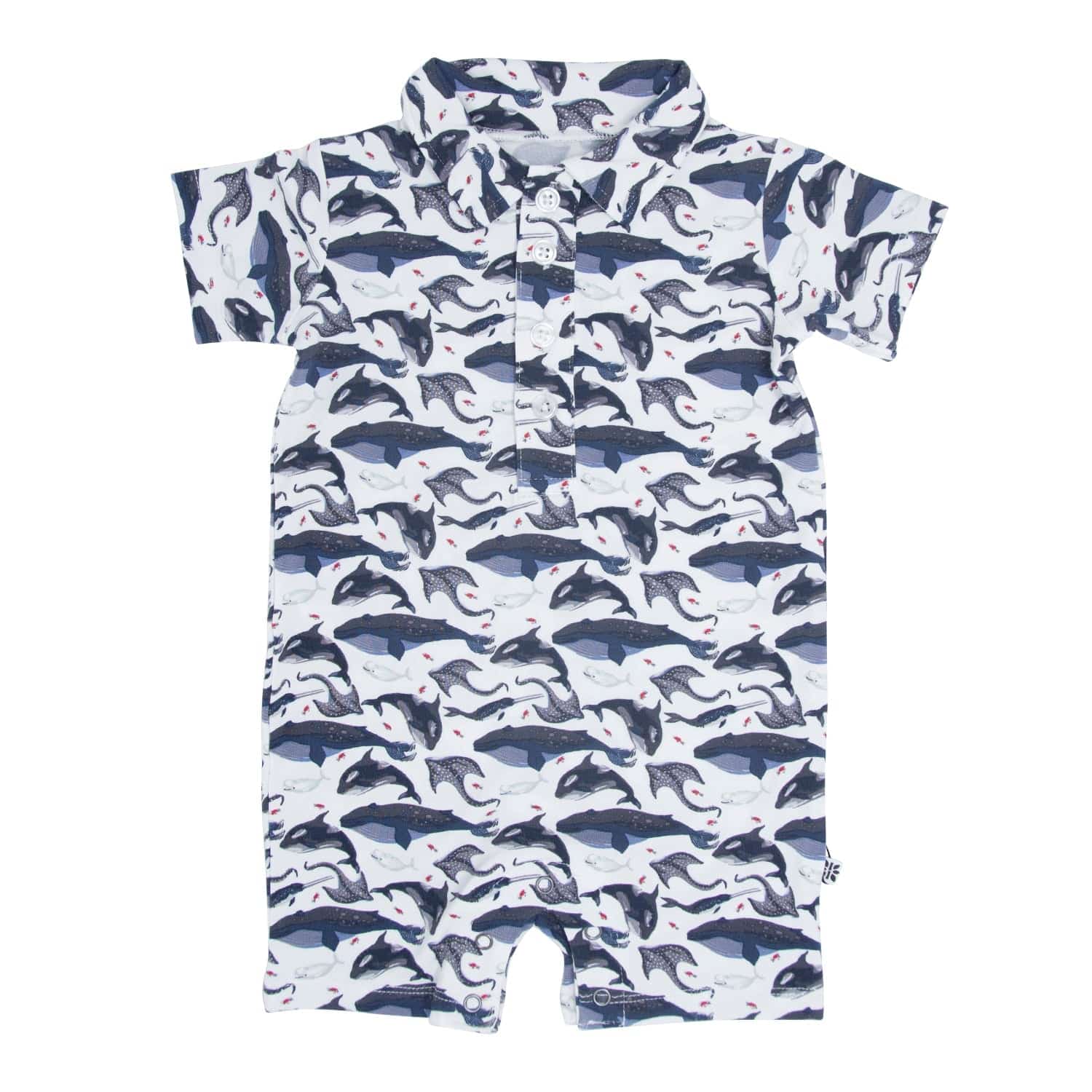 Sweet Bamboo Sweet Bamboo Polo Romper A Whale Of A Tale - Little Miss Muffin Children & Home