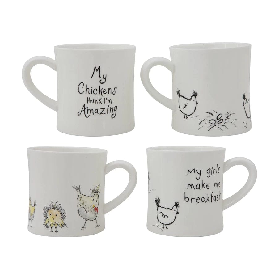 Creative Co-Op Creative Co-op Stoneware Mug with Chickens - Little Miss Muffin Children & Home