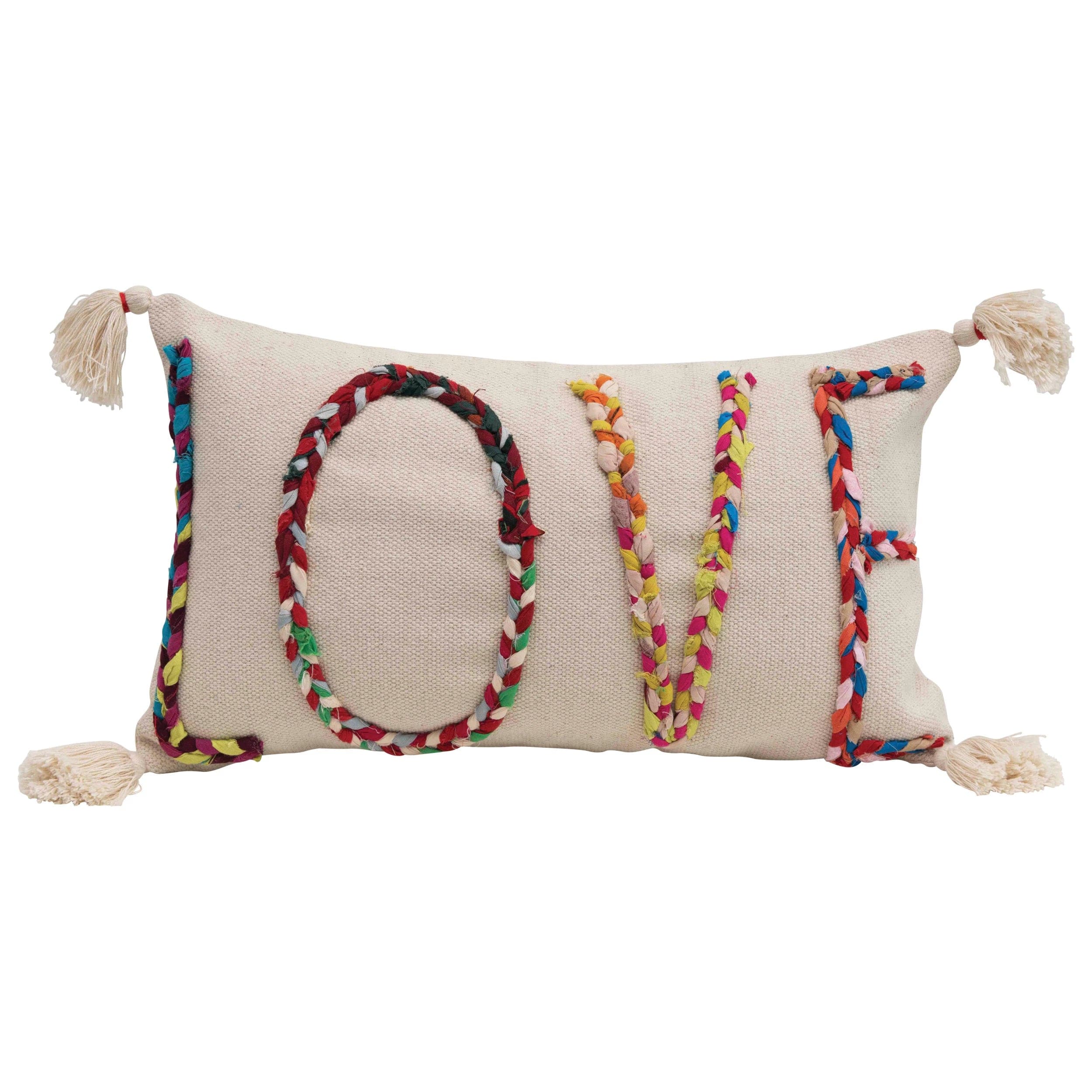 Creative Co-op Creative Co Op Cotton Lumbar 'Love' Pillow - Little Miss Muffin Children & Home