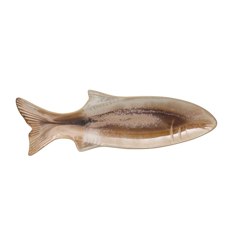 Creative Co-Op Creative Co-op Stoneware Fish Shaped Dish with Glaze - Little Miss Muffin Children & Home
