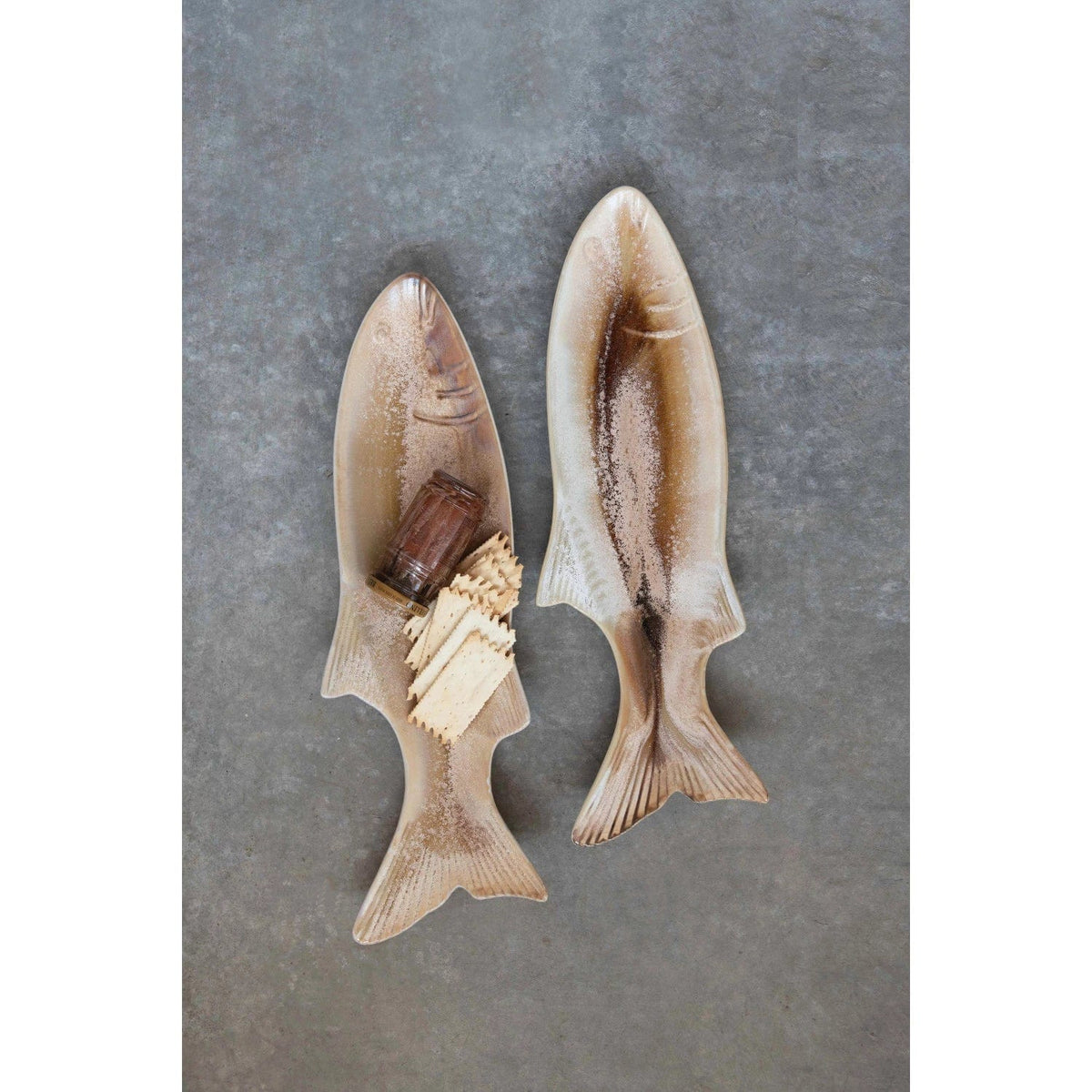 Creative Co-Op Creative Co-op Stoneware Fish Shaped Dish with Glaze - Little Miss Muffin Children & Home