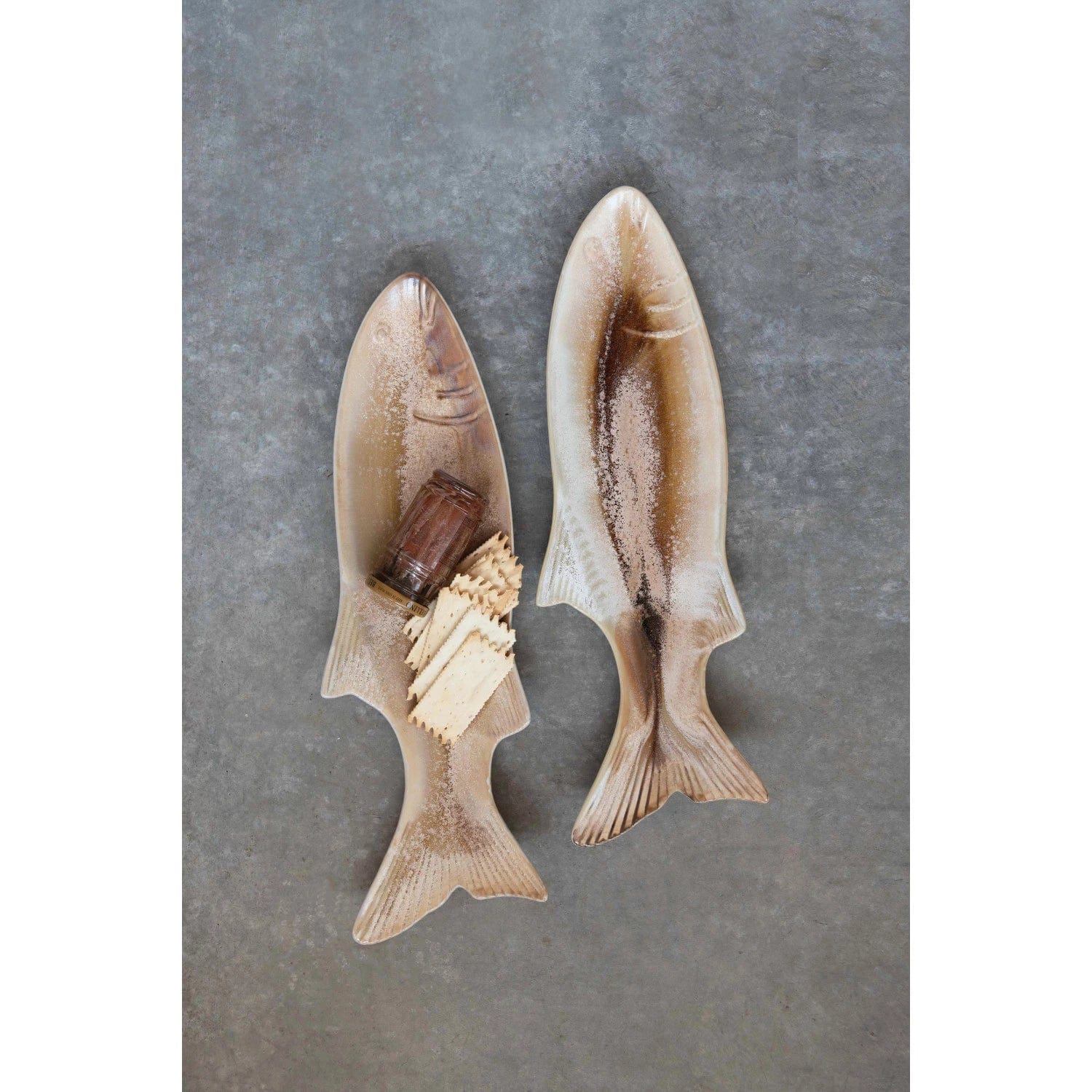 Creative Co-Op Creative Co-op Stoneware Fish Shaped Dish with Glaze - Little Miss Muffin Children & Home