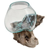 Creative Co-Op Creative Co-op Glass Planter/Vase on Natural Wood Base - Little Miss Muffin Children & Home